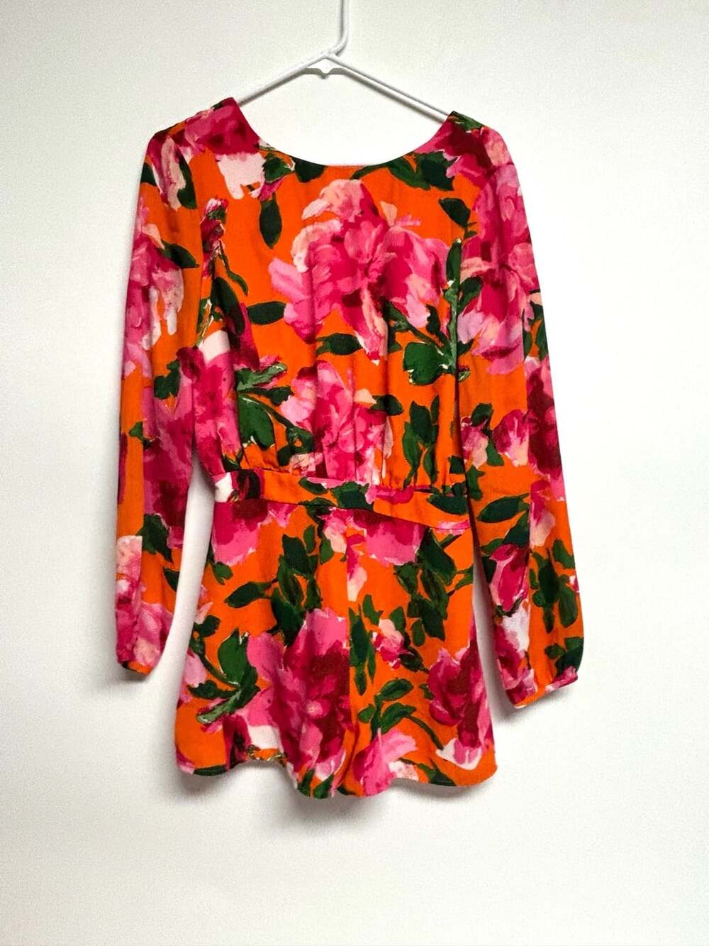 Lulus Sweetest Song Romper Size S Orange Floral Print Backless